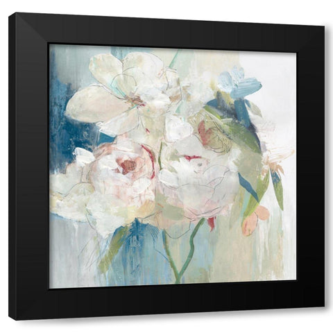 Blissful Peony I  Black Modern Wood Framed Art Print with Double Matting by PI Studio