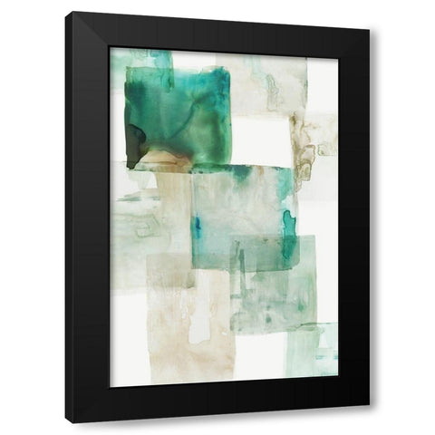 Aperture II Green Version Black Modern Wood Framed Art Print with Double Matting by PI Studio