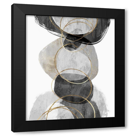 Conglomerate II Black Modern Wood Framed Art Print with Double Matting by PI Studio