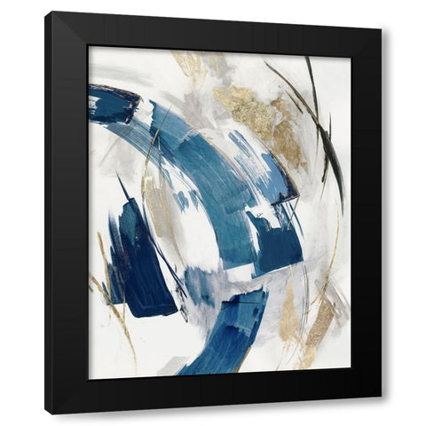 Indigo Crescent II Â  Black Modern Wood Framed Art Print with Double Matting by PI Studio