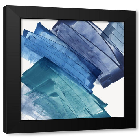 Indigo Path II Â  Black Modern Wood Framed Art Print with Double Matting by PI Studio