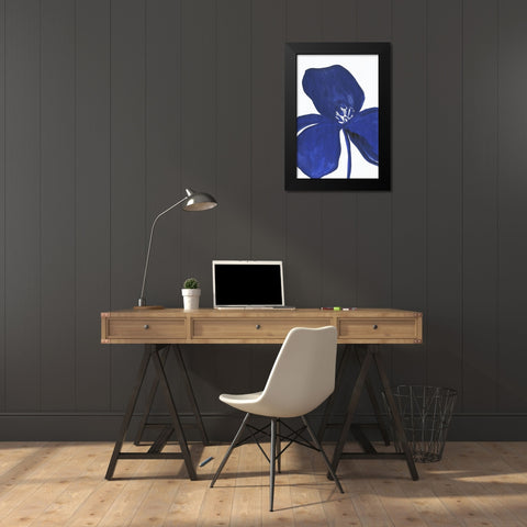 Indigo Petal II  Black Modern Wood Framed Art Print by PI Studio