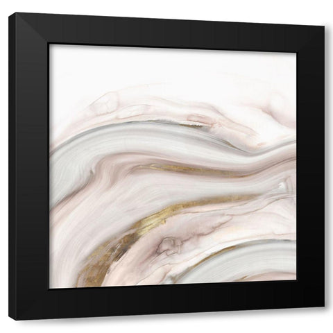 Marble Water Black Modern Wood Framed Art Print with Double Matting by PI Studio