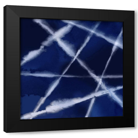 Indigo Net II Black Modern Wood Framed Art Print with Double Matting by PI Studio