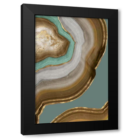 Agate Earth Tones II Black Modern Wood Framed Art Print with Double Matting by PI Studio