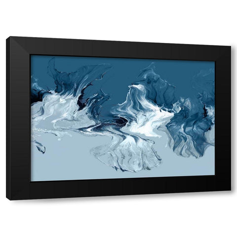 Azure Marble I Black Modern Wood Framed Art Print with Double Matting by PI Studio