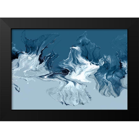 Azure Marble I Black Modern Wood Framed Art Print by PI Studio