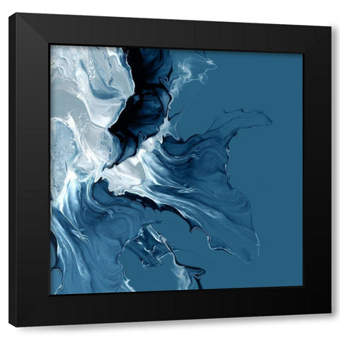 Azure Marble II Black Modern Wood Framed Art Print with Double Matting by PI Studio