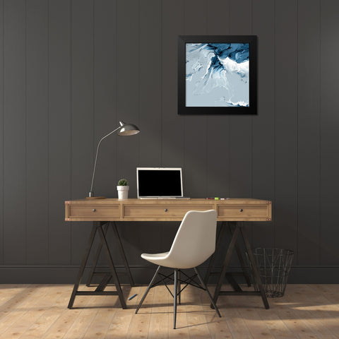 Azure Marble III Black Modern Wood Framed Art Print by PI Studio