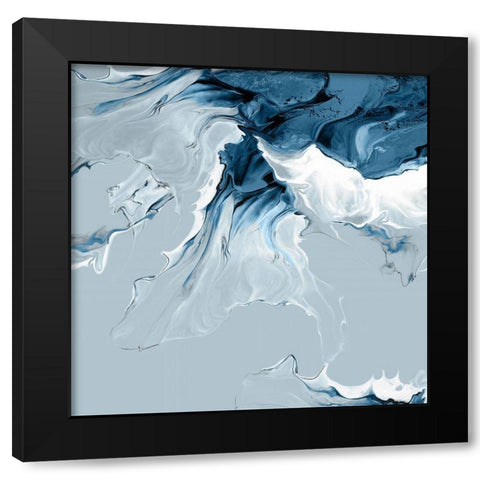 Azure Marble III Black Modern Wood Framed Art Print with Double Matting by PI Studio