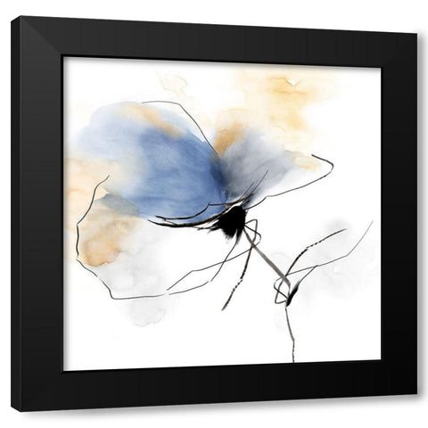 Petals Soft Touch II Black Modern Wood Framed Art Print with Double Matting by PI Studio