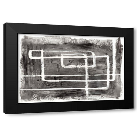 Couplet II Black Modern Wood Framed Art Print with Double Matting by PI Studio