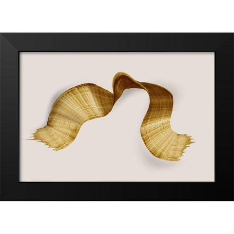 Golden Stroke  Black Modern Wood Framed Art Print by PI Studio