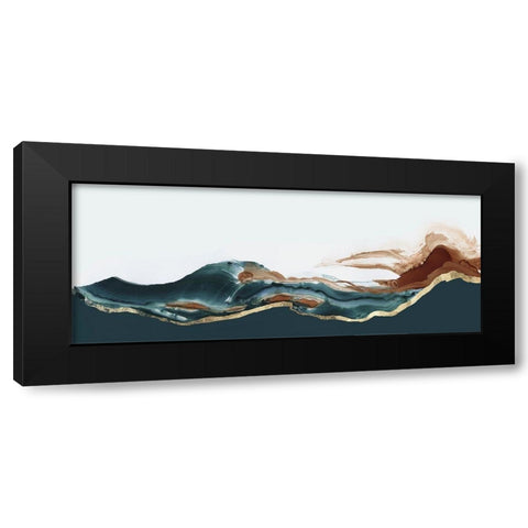 Waves of Blue  Black Modern Wood Framed Art Print with Double Matting by PI Studio