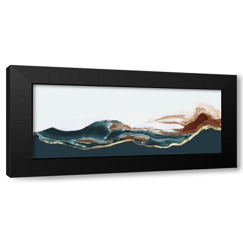 Waves of Blue  Black Modern Wood Framed Art Print by PI Studio