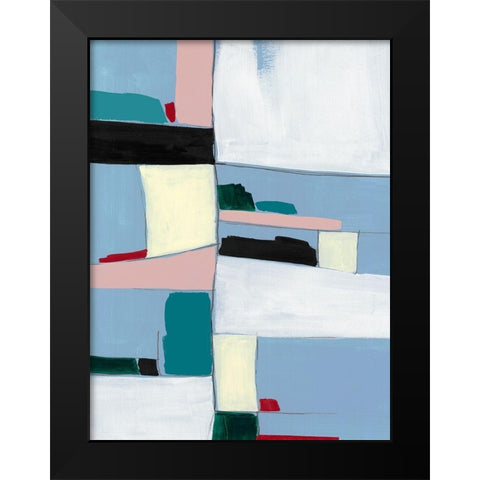 Blue Lattice II Black Modern Wood Framed Art Print by PI Studio