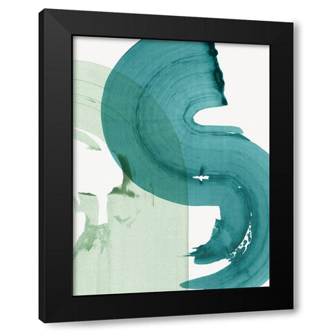 Green Movement I  Black Modern Wood Framed Art Print with Double Matting by PI Studio