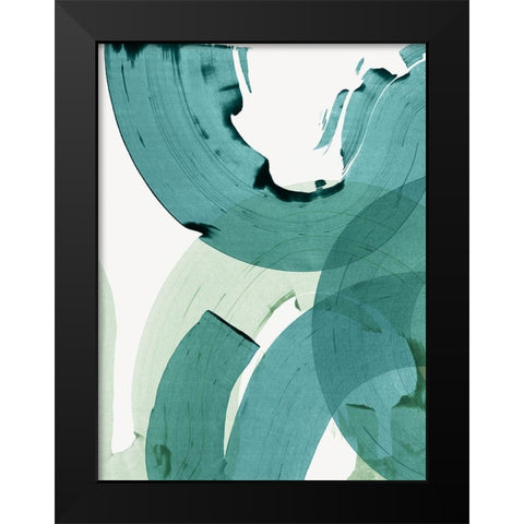 Green Movement II Black Modern Wood Framed Art Print by PI Studio