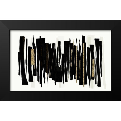 Golden Rythm Black Modern Wood Framed Art Print by PI Studio