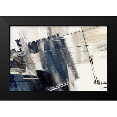 Forward Blue  Black Modern Wood Framed Art Print by PI Studio