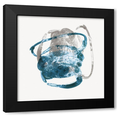 Shapes of Blue I  Black Modern Wood Framed Art Print with Double Matting by PI Studio