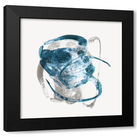 Shapes of Blue II Black Modern Wood Framed Art Print with Double Matting by PI Studio