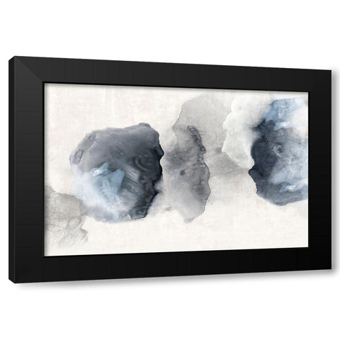 Crackled Blue Rocks  Black Modern Wood Framed Art Print with Double Matting by PI Studio