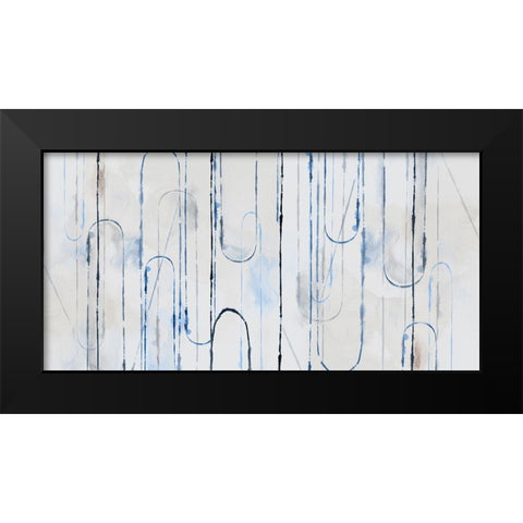 Blue Paper Clips  Black Modern Wood Framed Art Print by PI Studio