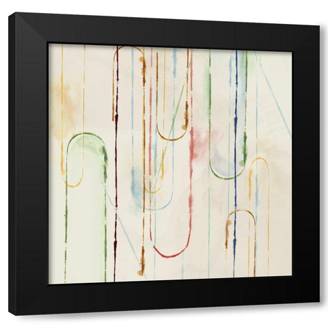 Rainbow Paper Clips II Black Modern Wood Framed Art Print with Double Matting by PI Studio