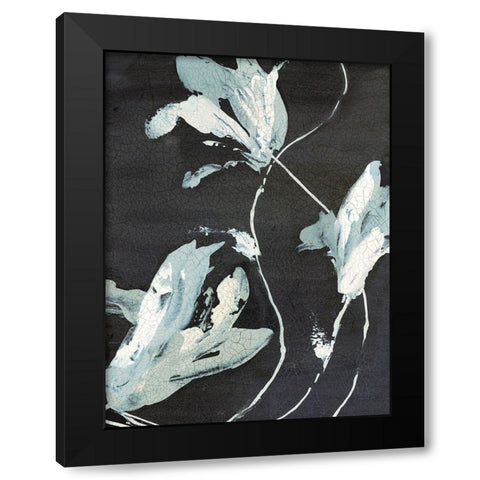 Blue Flora I  Black Modern Wood Framed Art Print with Double Matting by PI Studio