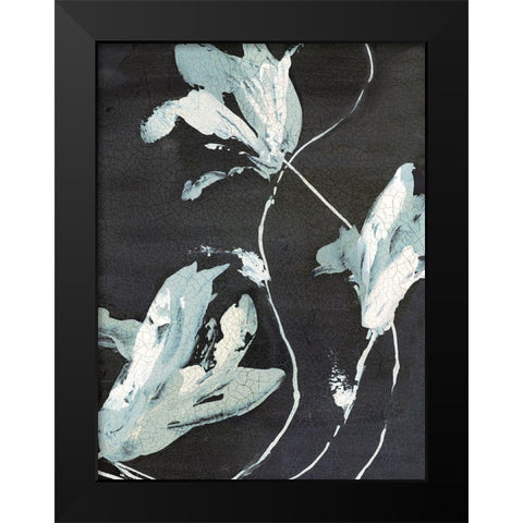 Blue Flora I  Black Modern Wood Framed Art Print by PI Studio