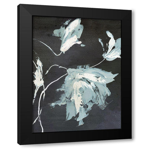 Blue Flora II Black Modern Wood Framed Art Print with Double Matting by PI Studio