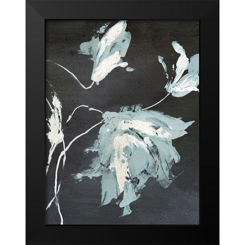 Blue Flora II Black Modern Wood Framed Art Print by PI Studio