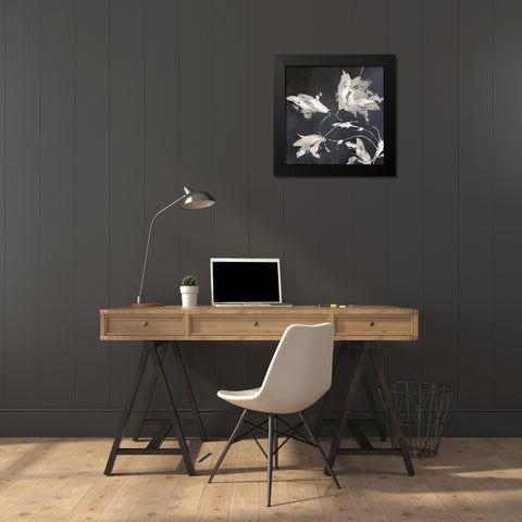 Neutral Flora Black Modern Wood Framed Art Print by PI Studio