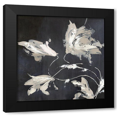 Neutral Flora Black Modern Wood Framed Art Print with Double Matting by PI Studio