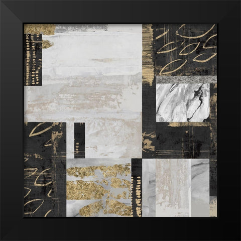 Marble Blocks  Black Modern Wood Framed Art Print by PI Studio