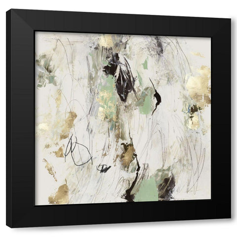 Golden Scratches Black Modern Wood Framed Art Print with Double Matting by PI Studio