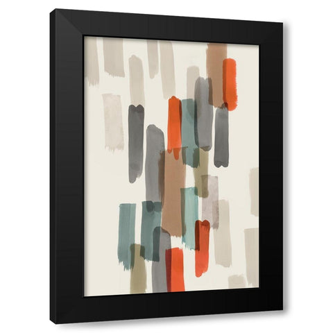 Colourful Brush Strokes I  Black Modern Wood Framed Art Print with Double Matting by PI Studio