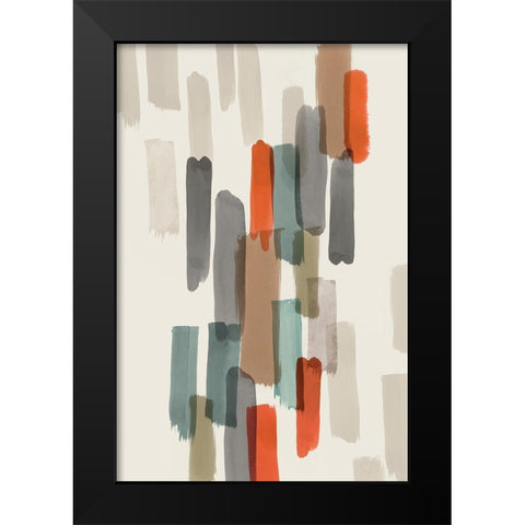 Colourful Brush Strokes I  Black Modern Wood Framed Art Print by PI Studio