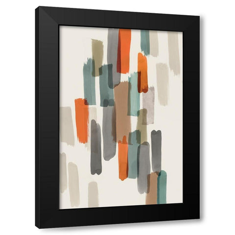 Colourful Brush Strokes II Black Modern Wood Framed Art Print with Double Matting by PI Studio