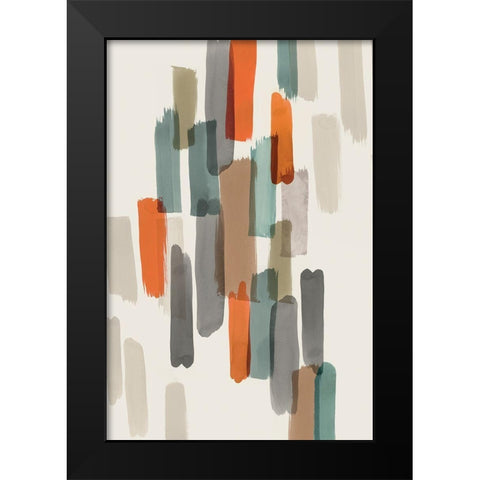 Colourful Brush Strokes II Black Modern Wood Framed Art Print by PI Studio