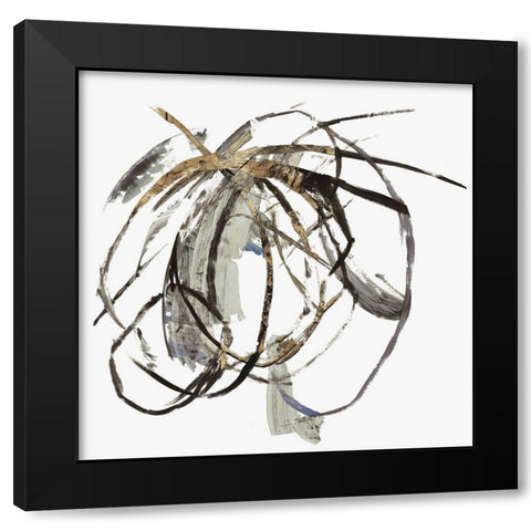 Gestural Gold II Black Modern Wood Framed Art Print by PI Studio