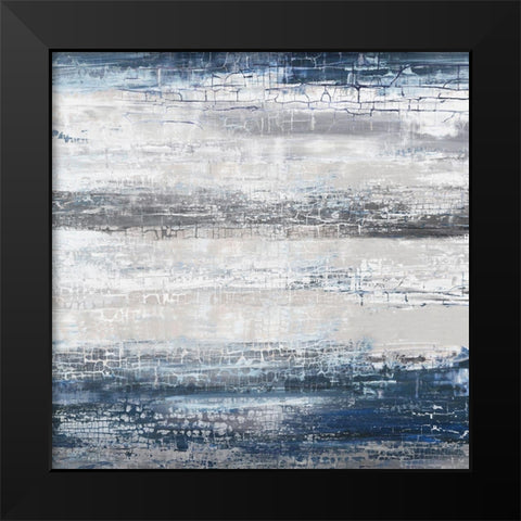 Navy Stripes II Black Modern Wood Framed Art Print by PI Studio