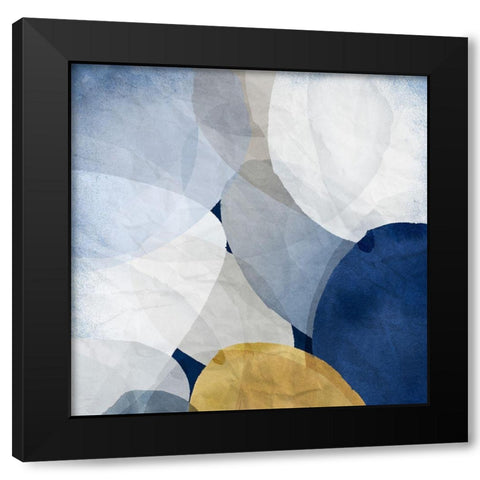 Blue Bubbles I  Black Modern Wood Framed Art Print with Double Matting by PI Studio