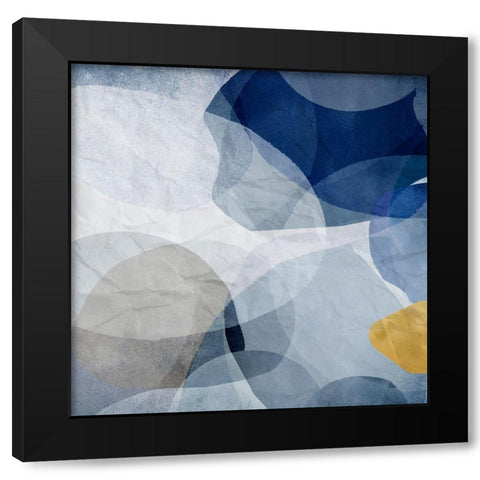 Blue Bubbles II Black Modern Wood Framed Art Print by PI Studio