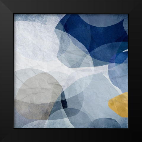 Blue Bubbles II Black Modern Wood Framed Art Print by PI Studio