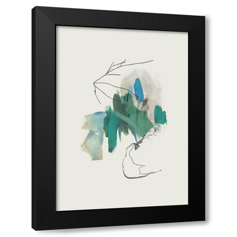 Teal Collide I Black Modern Wood Framed Art Print by PI Studio