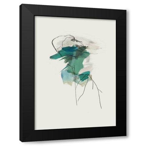 Teal Collide II Black Modern Wood Framed Art Print with Double Matting by PI Studio