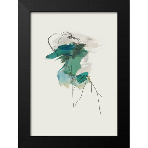 Teal Collide II Black Modern Wood Framed Art Print by PI Studio