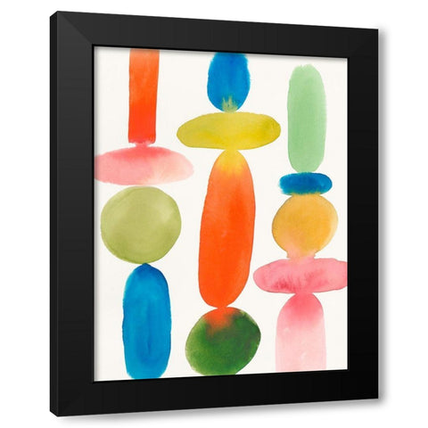 Colourful Shapes I  Black Modern Wood Framed Art Print with Double Matting by PI Studio